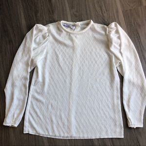 VTG Regina Porter Blouse Top Ivory Sz 14 Puff SLV